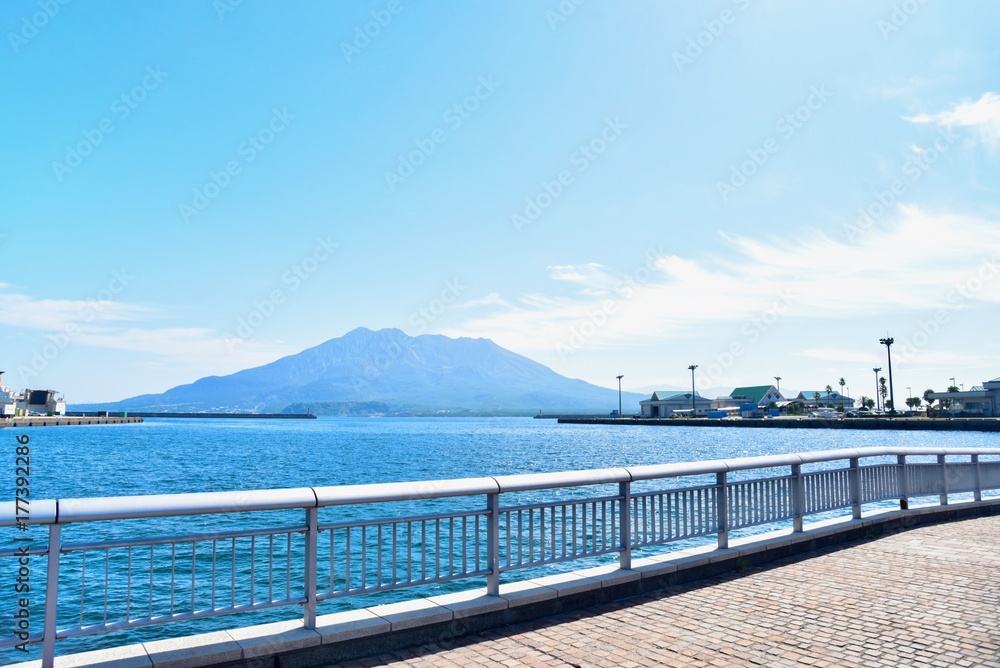 custom made wallpaper toronto digitalKagoshima Port on a Sunny Day with Sakurajima Volcano in the Background