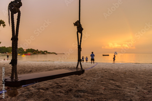 View of Vongdeuan beach sunset at the Koh Samet island, Rayong, Thailand. photo