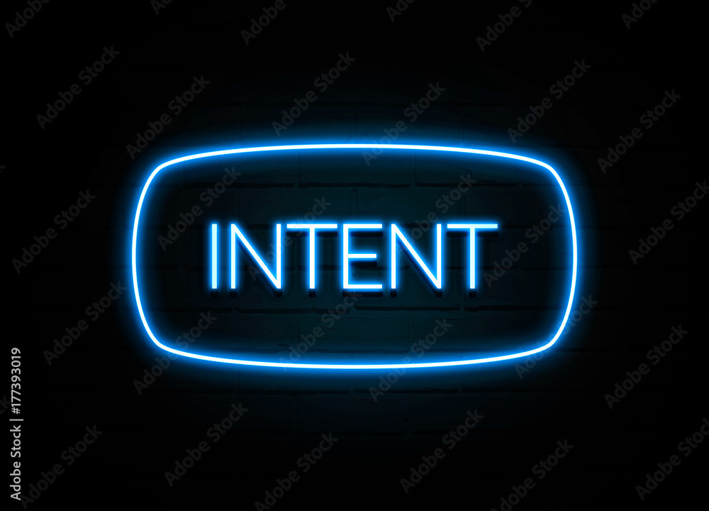 Intent - colorful Neon Sign on brickwall Intent - colorful Neon Sign on brickwall