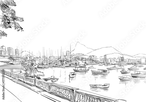 Rio de janeiro. Brazil. Hand drawn city sketch. Vector illustration.