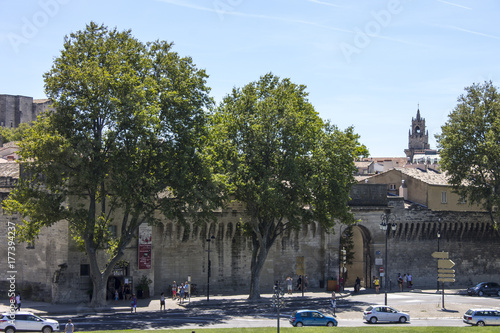 Walls and towers of the papal city of Avignon in Southern France. A World Heritage Site since 1995