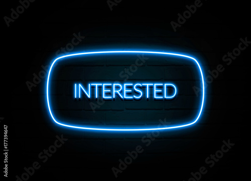 Φωτογραφία Interested  - colorful Neon Sign on brickwall
