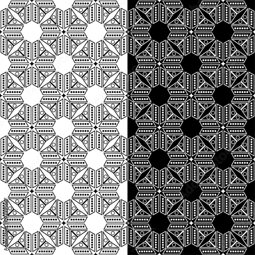 Black and white geometric set of seamless patterns