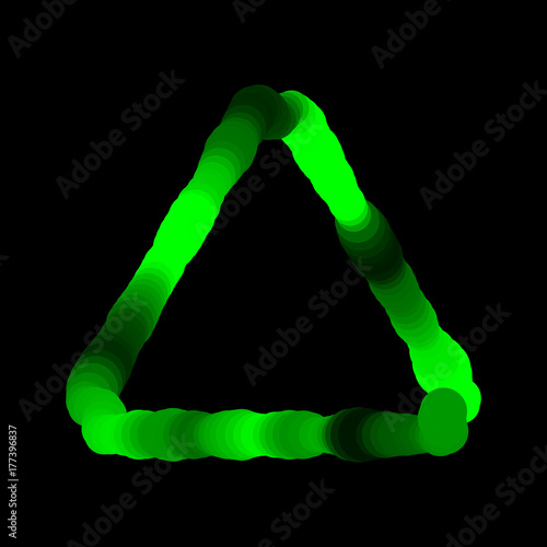 Abstract luminance triangle frame. Isolated on black background. Vector illustration.