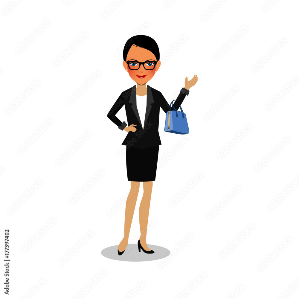 Cool cartoon woman in casual and business clothes, gesturing. Vector  illustration, modern design. Stock Vector | Adobe Stock
