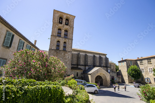 The benedictine Abbey of St Peter and St Paul in Caunes-Minervois, France, in the so-called Land of the Cathars photo