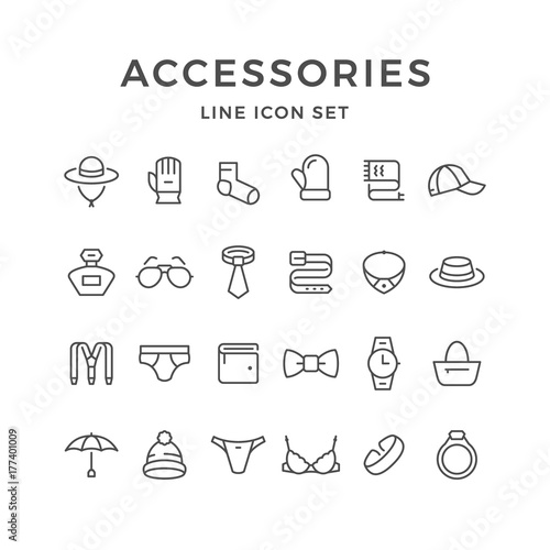 Set line icons of accessories