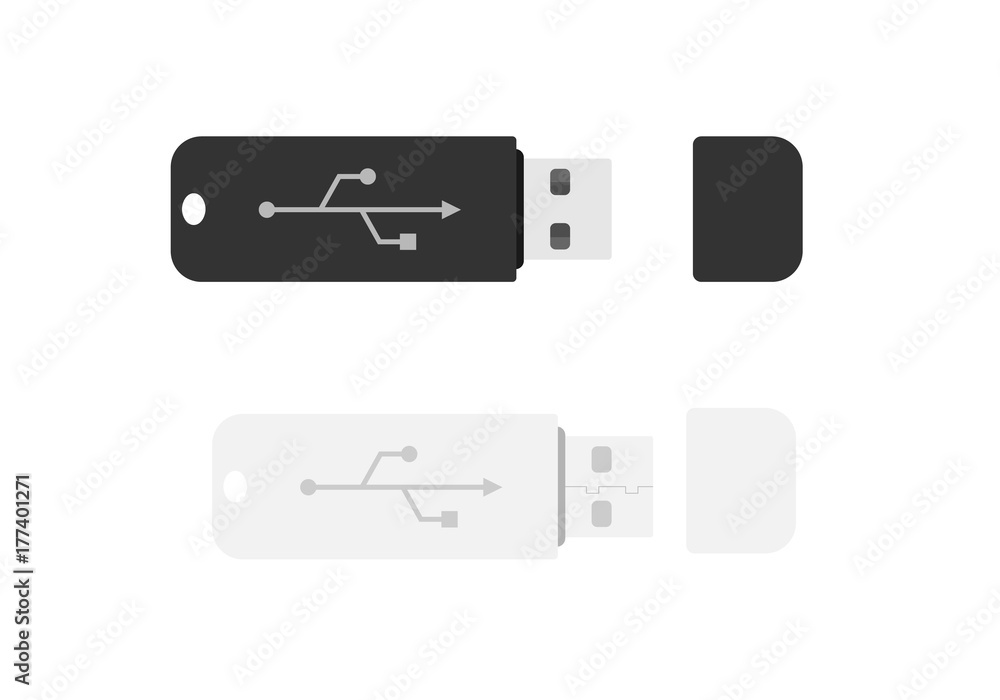 Set of usb flash cards. Memory device icons