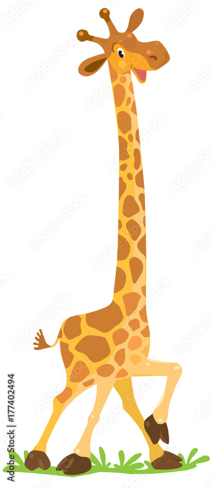 Naklejka premium Śmieszna uśmiechnięta żyrafa