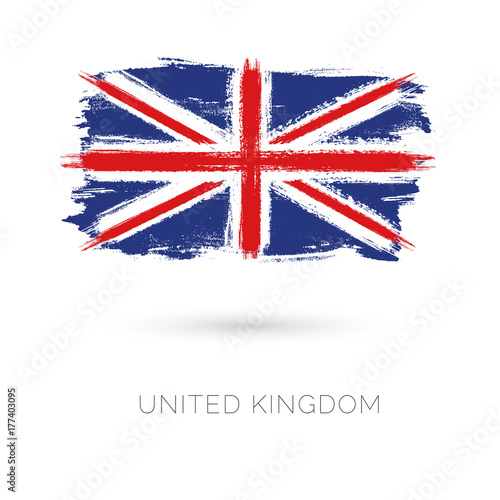 United Kingdom colorful brush strokes painted national country flag icon. Painted texture.