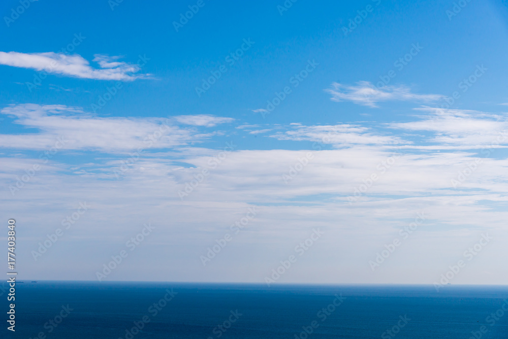 Beautiful sea Landscape with blue sky and tiny clouds on sunny day,Thailand.