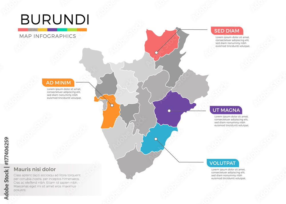 Burundi map infographics vector template with regions and pointer marks Stock Vector Adobe Stock