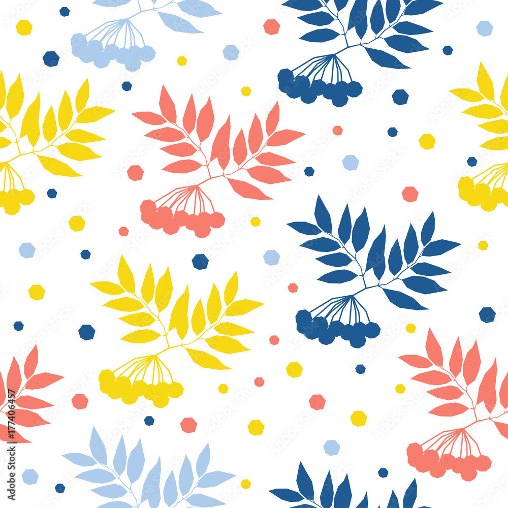 Abstract rowan seamless pattern background. Childish handmade crafted cover