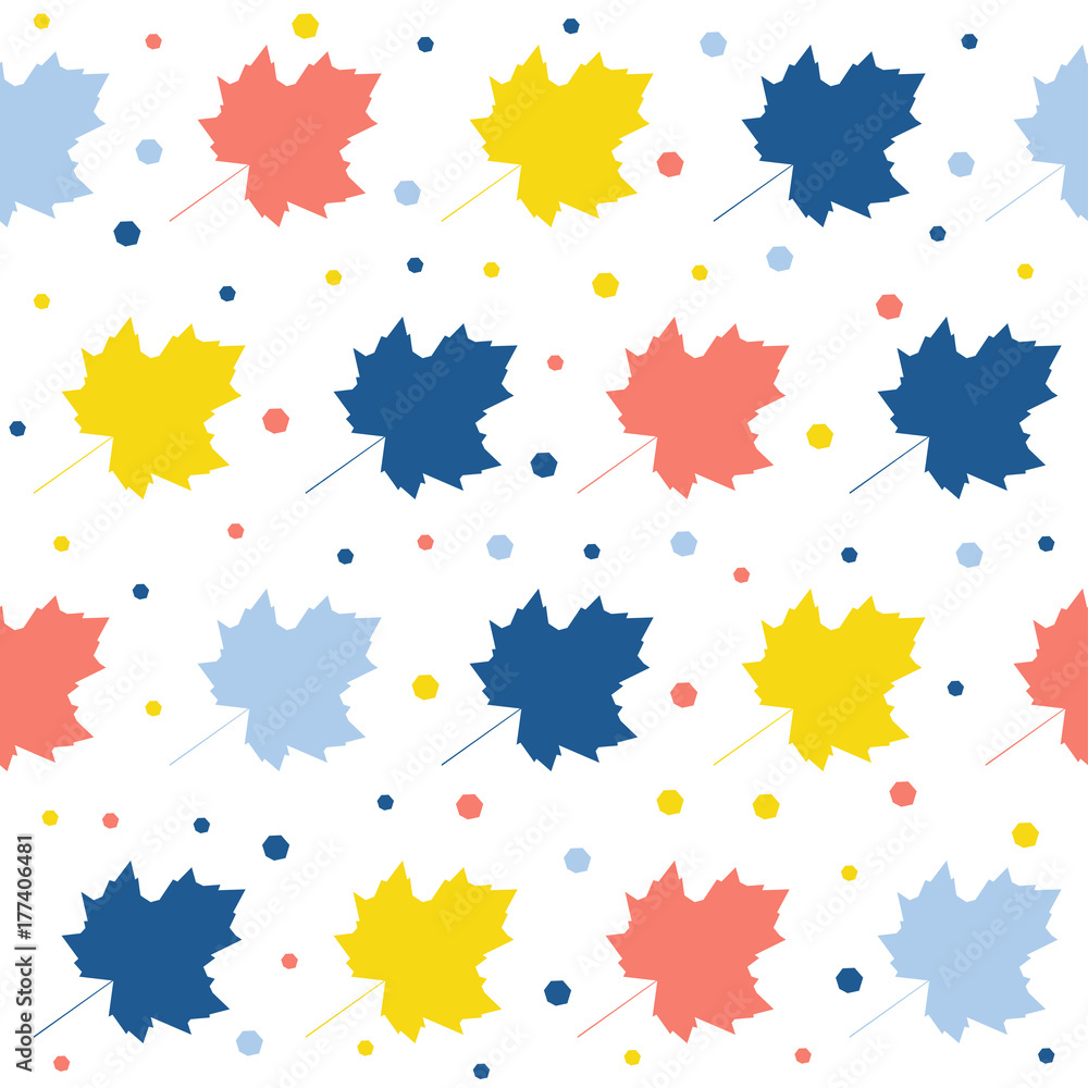 Abstract maple seamless pattern background. Childish handmade crafted cover