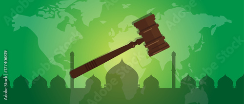 sharia Islam law justice verdict case legal gavel wooden hammer crime court auction symbol photo