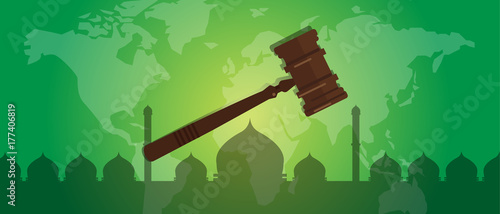sharia Islam law justice verdict case legal gavel wooden hammer crime court auction symbol