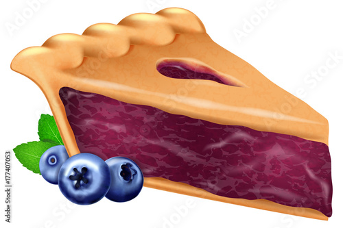 Blueberry pie. Vector illustration.