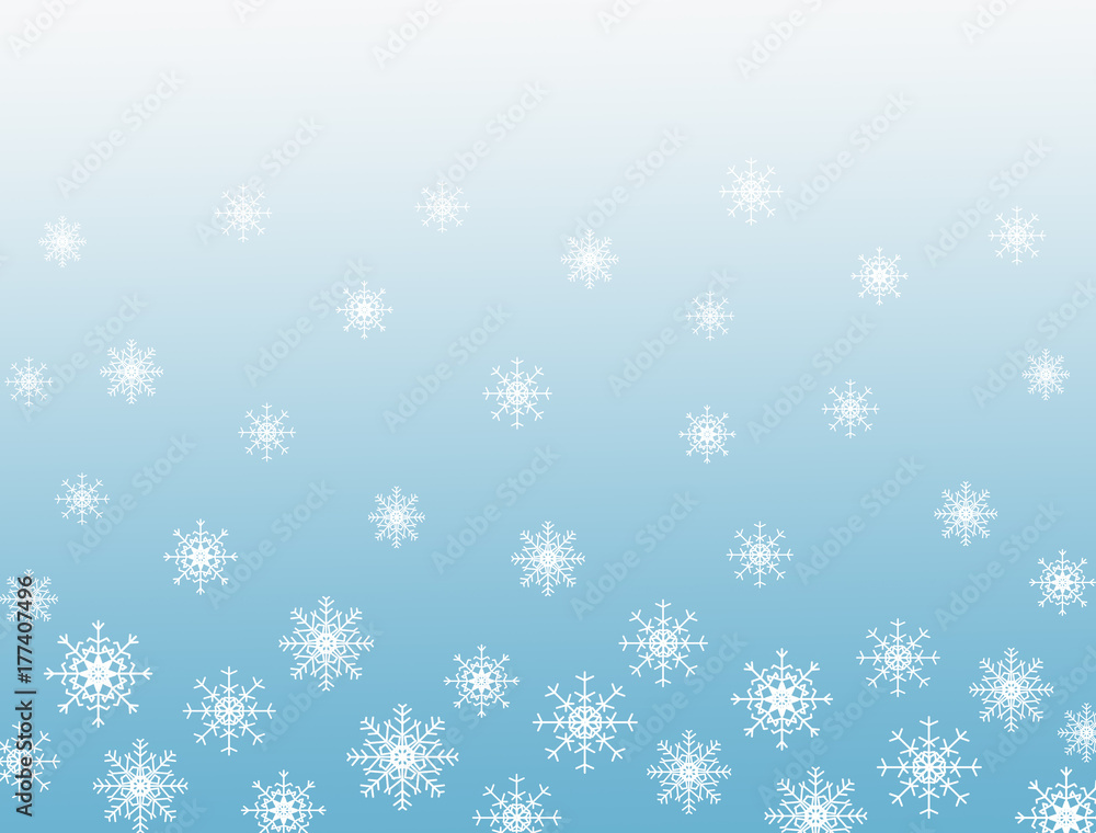 Snowflakes blue background with copy space for text.
