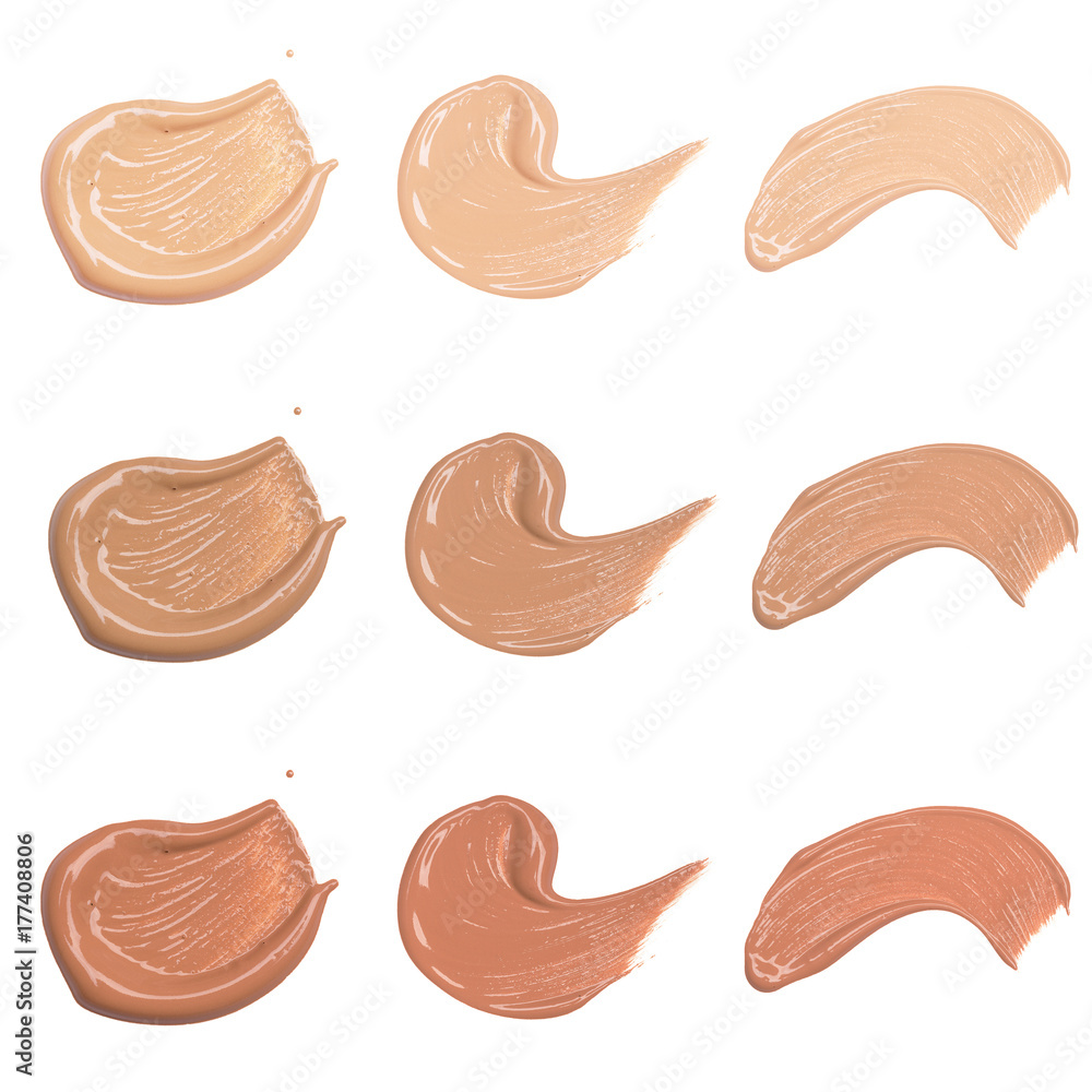 foundation swatches on white