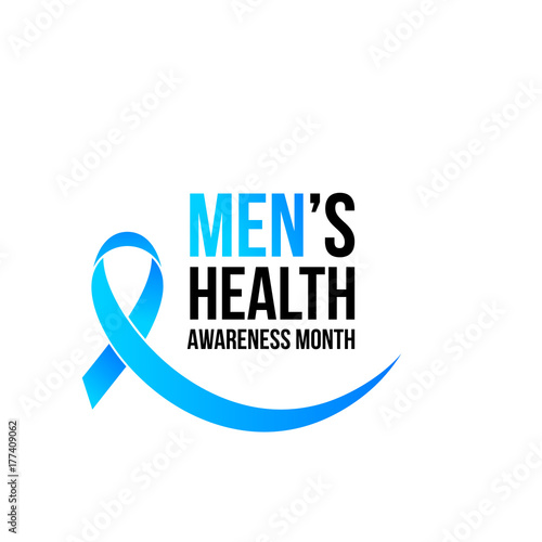 Movember or November men health awareness month poster or banner of blue ribbon. Vector no shave symbol for social solidarity event against man Movember healthcare prostate cancer campaign photo