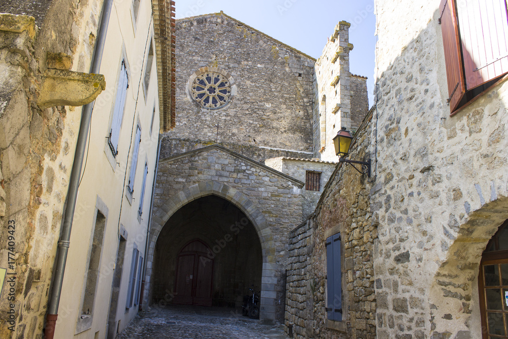 The Church of Saint Michael (eglise Saint Michel) in Lagrasse, France, built in gothic style
