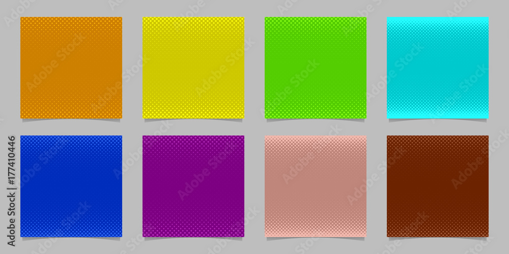 Colored abstract geometric halftone circle pattern background - squared vector stationery graphics from dots in varying sizes