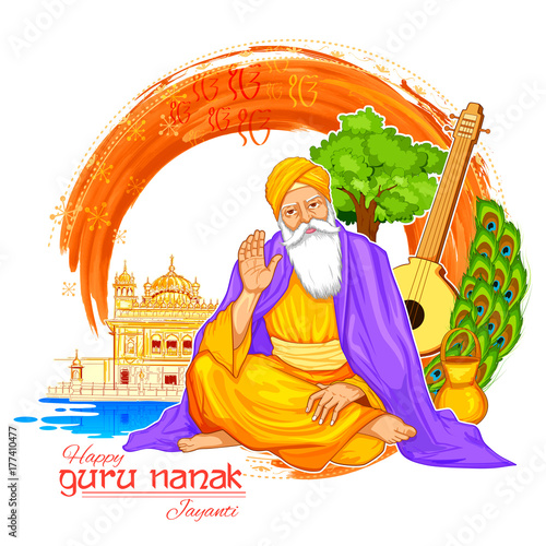 Happy Gurpurab, Guru Nanak Jayanti festival of Sikh celebration background