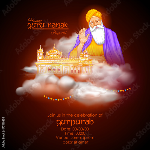 Happy Gurpurab, Guru Nanak Jayanti festival of Sikh celebration background