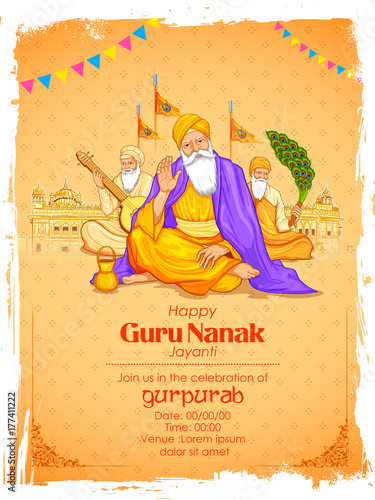 Happy Gurpurab, Guru Nanak Jayanti festival of Sikh celebration background