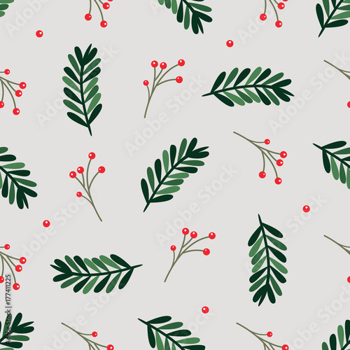 Seamless pattern with holiday twigs. Perfect for gift decoration, wrapping paper