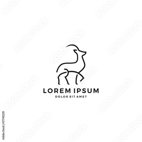 gazelle impala logo line art outline vector icon template