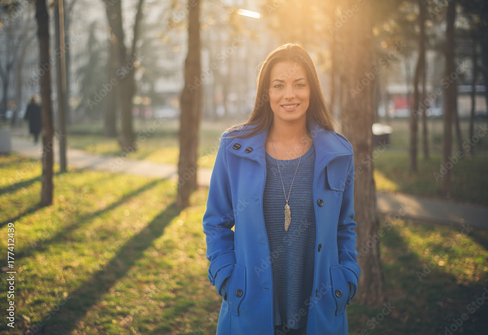 Portrait of a Woman in the Sunny Winter Park Portrait of a Woman in the Sunny Winter Park
