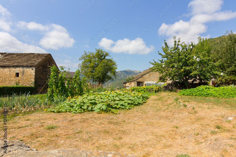 Solitary houses in the mountains of the natural park of ordesa huesca, spain Solitary houses in the mountains of the natural park of ordesa huesca, spain