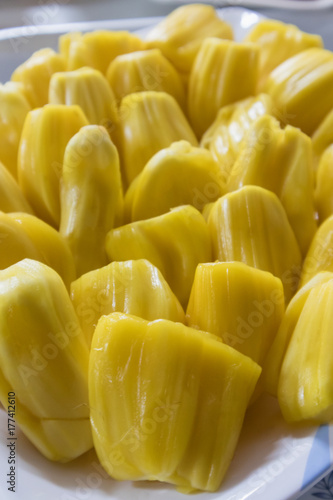 Sliced jack fruit on the dish