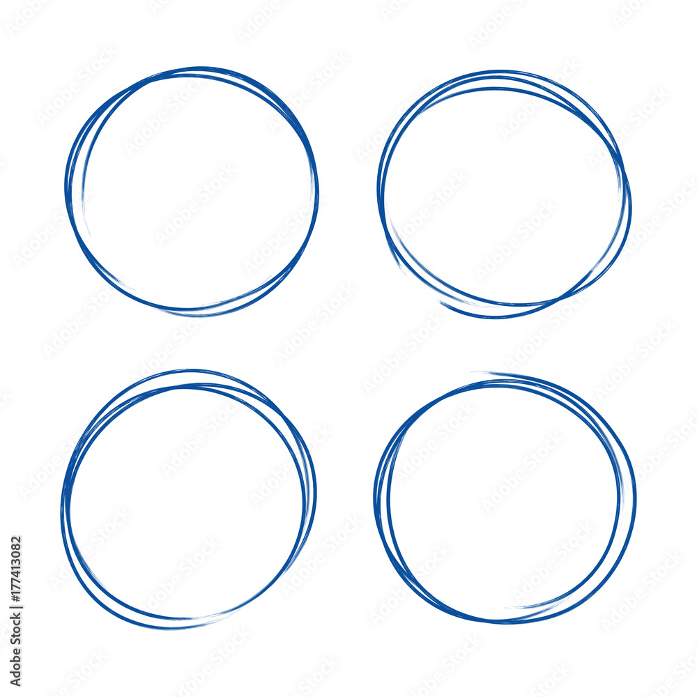 Set of hand drawn grunge style dark blue vintage ball pen scribbles on white paper background. Text logo or icons selection abstract frame concept. Set of hand drawn grunge style dark blue vintage ball pen scribbles on white paper background. Text logo or icons selection abstract frame concept.
