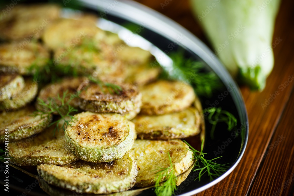 zucchini roasted slices in a plate