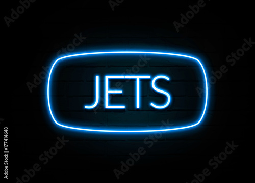 Jets - colorful Neon Sign on brickwall