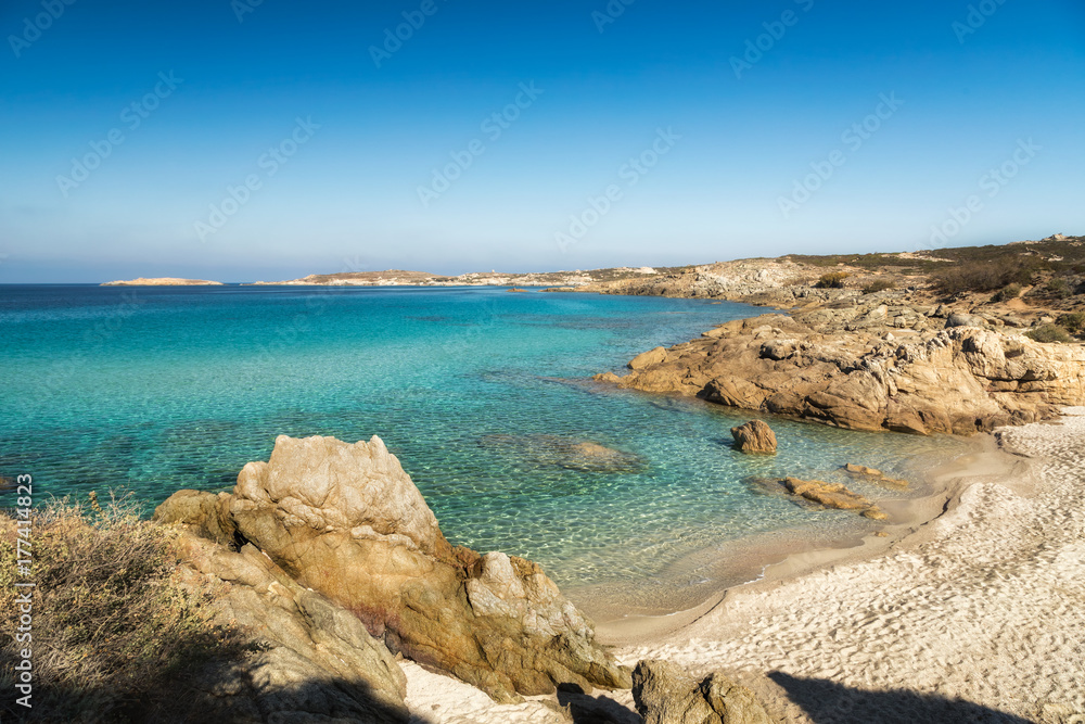 Small sandy beach and turquoise Mediterranean near Lumio in Corsica Small sandy beach and turquoise Mediterranean near Lumio in Corsica