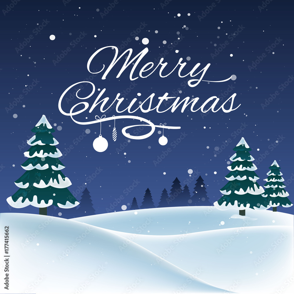 Christmas landscape with snow and trees. Vector illustration Christmas landscape with snow and trees. Vector illustration