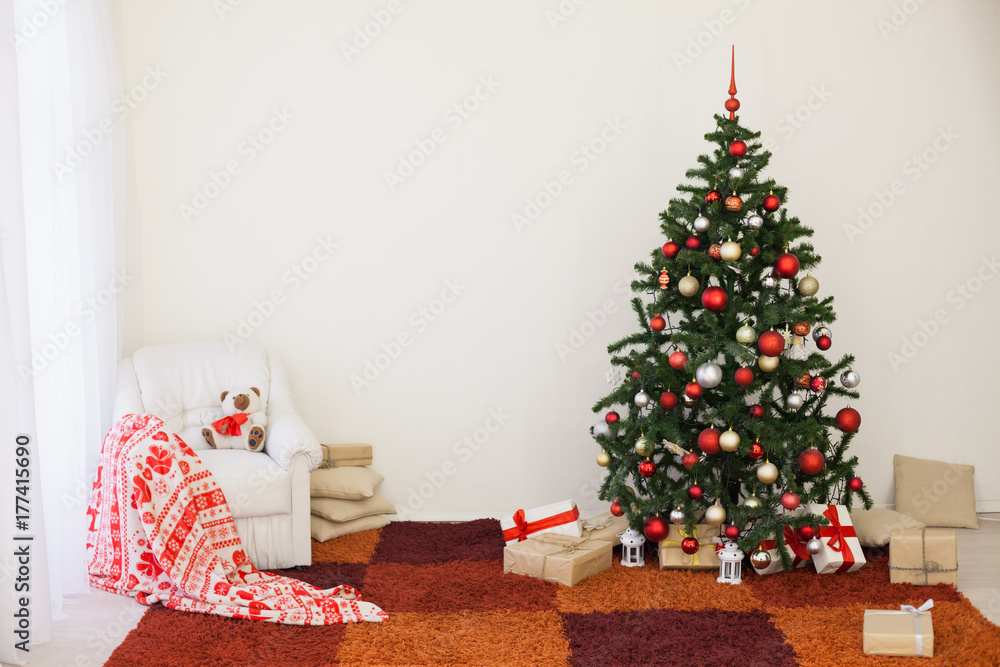 Christmas tree with presents home for the new year