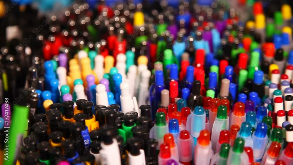 Close up of school supplies. School supplies, stationery accessories. Automatic ballpoint pen. Close up of school supplies. School supplies, stationery accessories. Automatic ballpoint pen.