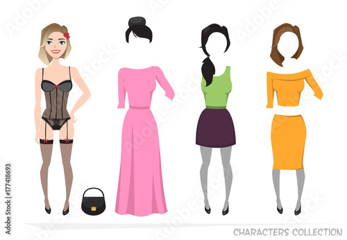 Clothing sets for female. Constructor character.