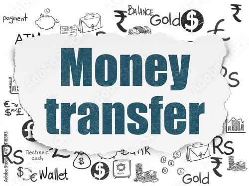 Money concept: Money Transfer on Torn Paper background