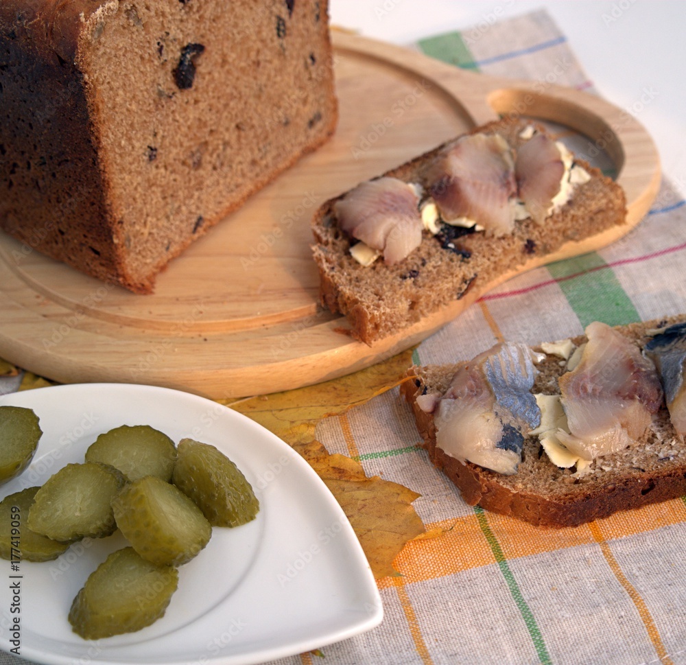 Appetizing sandwiches with herring Appetizing sandwiches with herring