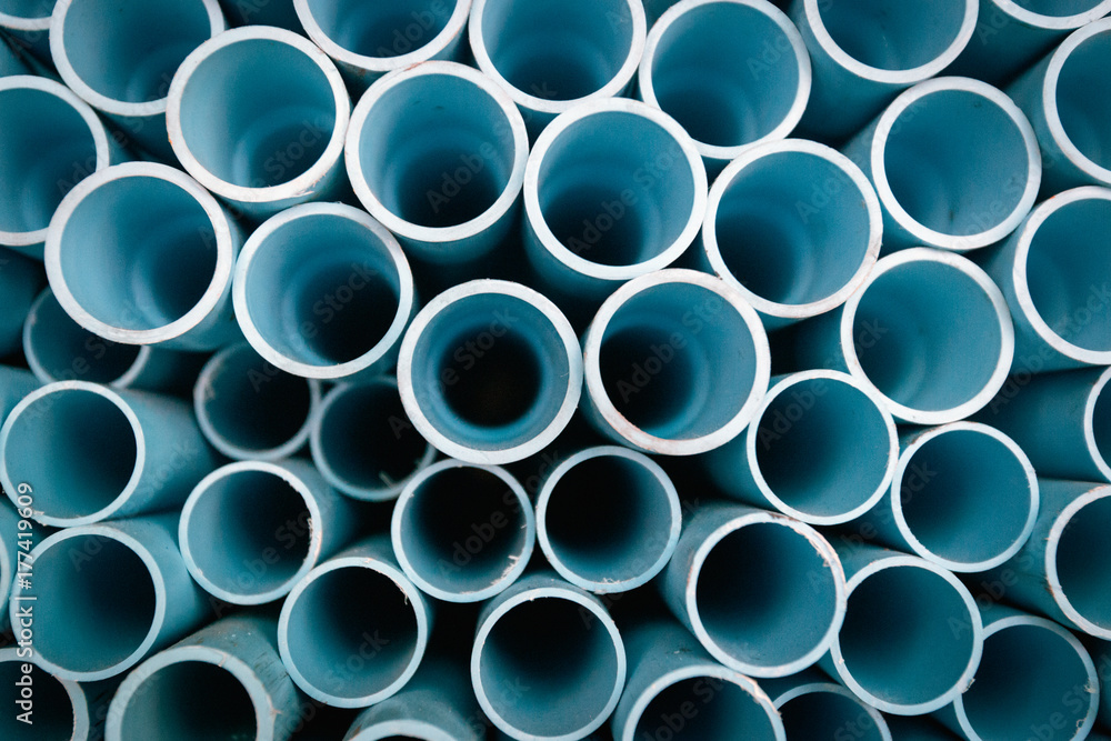 Blue plastic pipes background Blue plastic pipes background