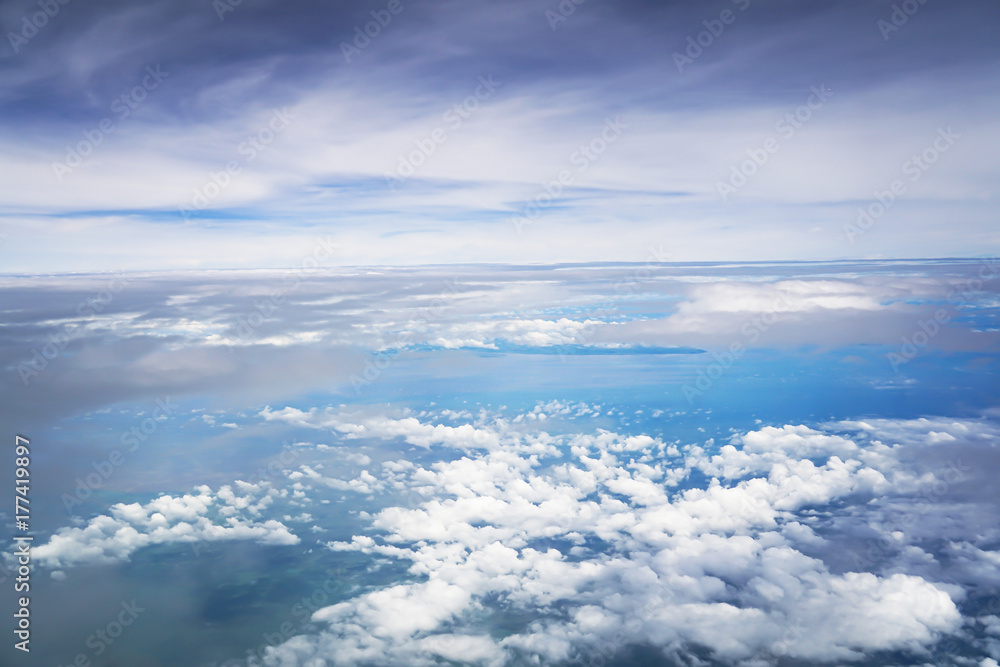 cloud blue sky aerial view from the airplane