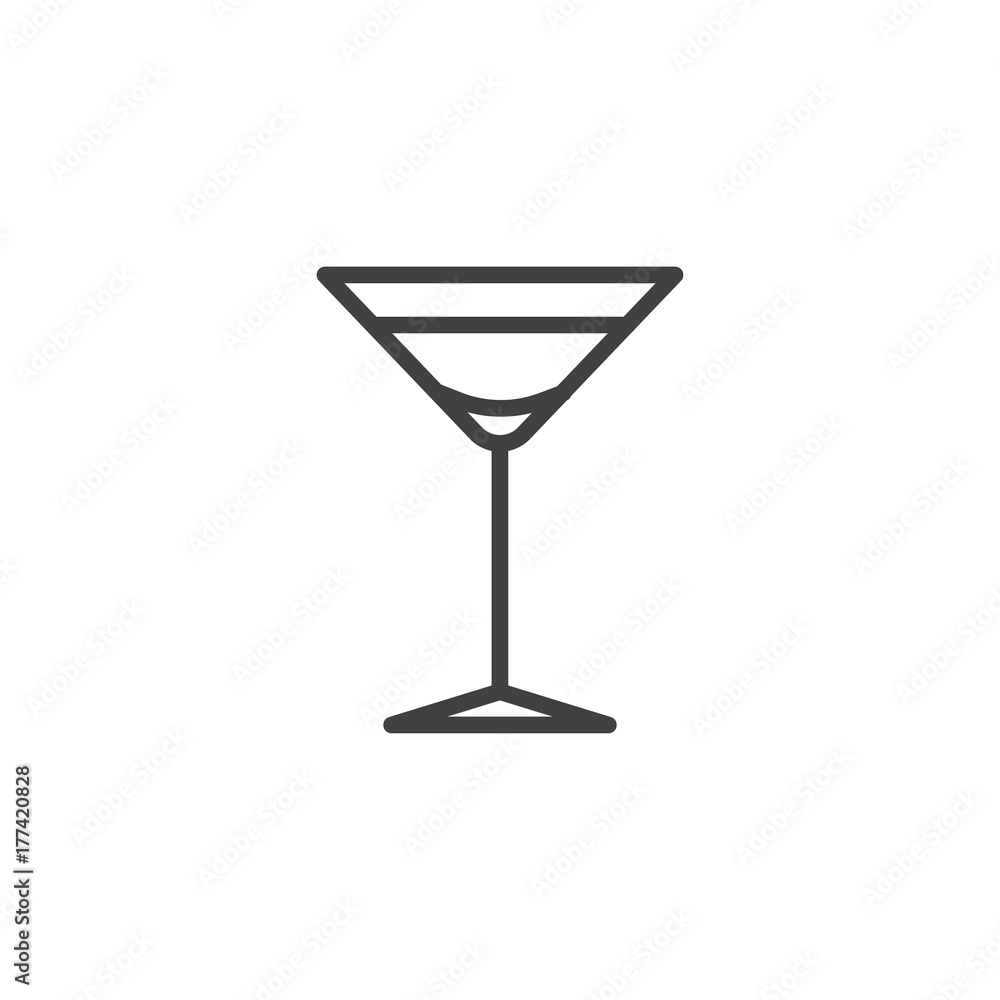 Cocktail glass line icon, outline vector sign, linear style pictogram isolated on white. Symbol, logo illustration. Editable stroke Cocktail glass line icon, outline vector sign, linear style pictogram isolated on white. Symbol, logo illustration. Editable stroke