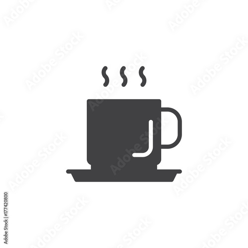 Cup with hot drink icon vector  filled flat sign  solid pictogram isolated on white. Symbol  logo illustration.