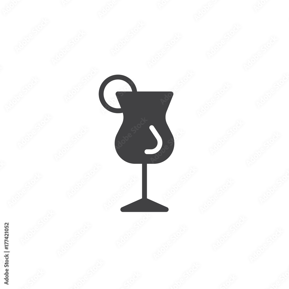 Cocktail glass with lime icon vector, filled flat sign, solid pictogram isolated on white. Symbol, logo illustration. Cocktail glass with lime icon vector, filled flat sign, solid pictogram isolated on white. Symbol, logo illustration.