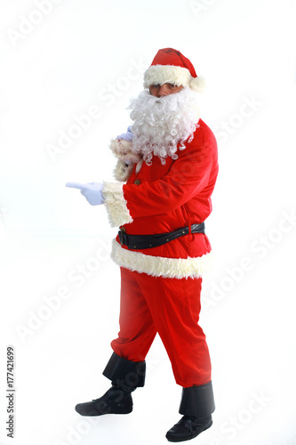 santa claus standing in front of white background